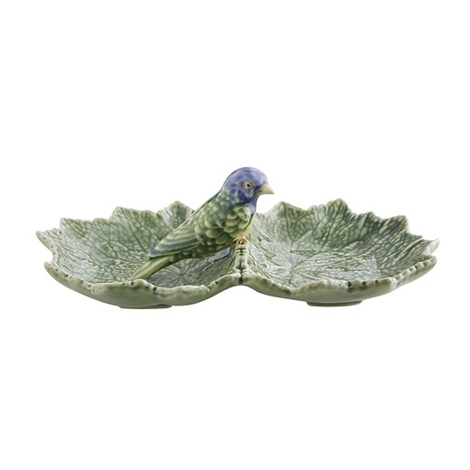 Double plate with green earthenware bird, 22 x 13.5 x 6.5 cm | Cinerária