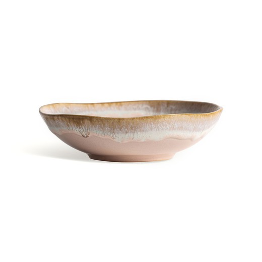 Plato hondo de cerámica en crema y dorado, Ø 20 x 5 cm | Ariadna