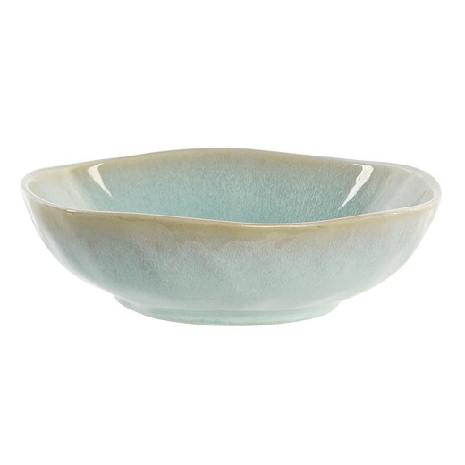 Turquoise stoneware deep plate, Ø 18 x 5 cm | Rough