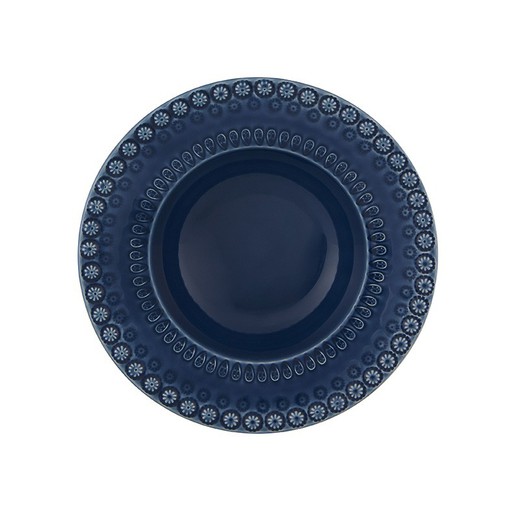 Deep earthenware plate in blue, 21 x 21 x 5.5 cm | Fantasy