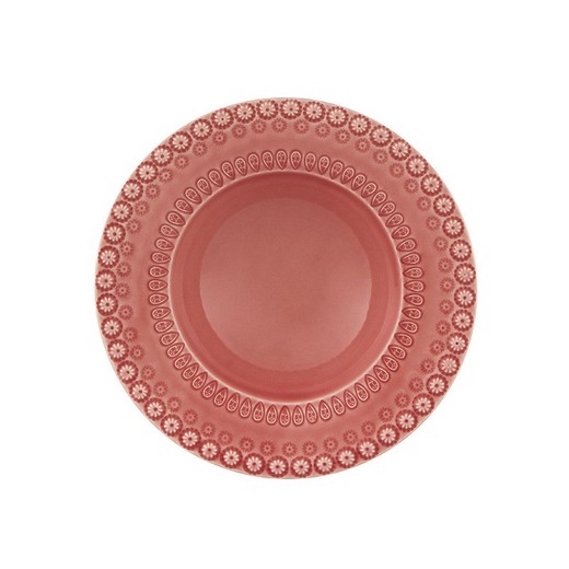 Deep plate made of pink earthenware, 21 x 21 x 5.5 cm | Fantasy