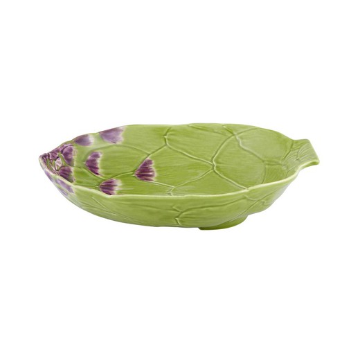 Green earthenware deep plate, 28.2 x 23.7 x 5.2 cm | Artichoke