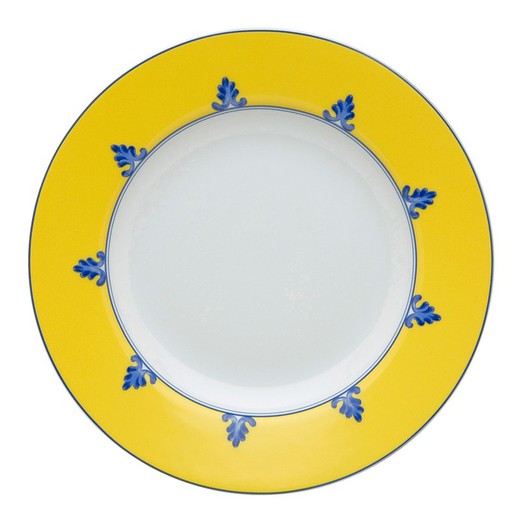 Porcelain deep plate in yellow and blue, Ø 22.8 x 3.6 cm | white castle