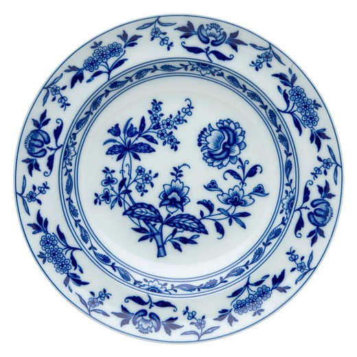 Plato hondo de porcelana en azul, Ø 22,8 x 3,7 cm | Margão