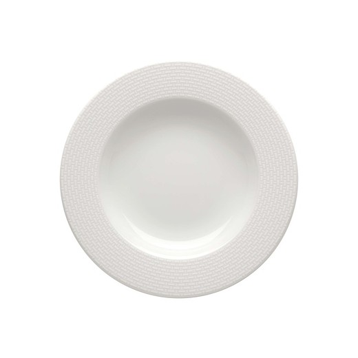 Prato fundo de porcelana branca, 23,3 x 23,3 x 3,2 cm | Cesta