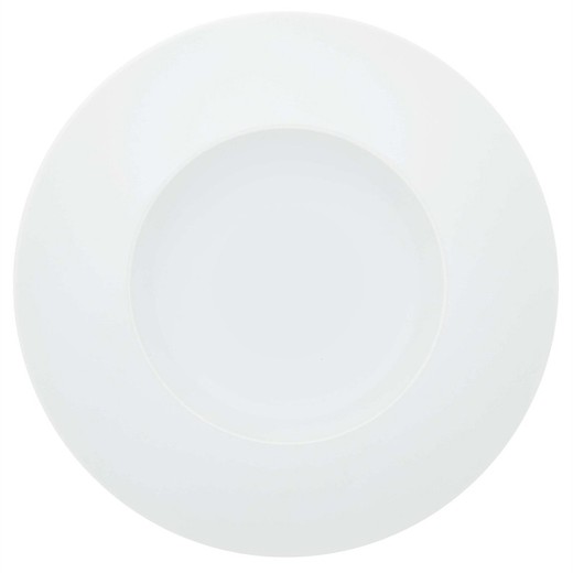 Dyb tallerken i hvid porcelæn, Ø 24,9 x 3,5 cm | Silkevej hvid