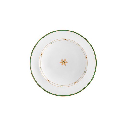 Plato hondo de porcelana en blanco y verde, 22,8 x 22,8 x 3,7 cm | La Stella