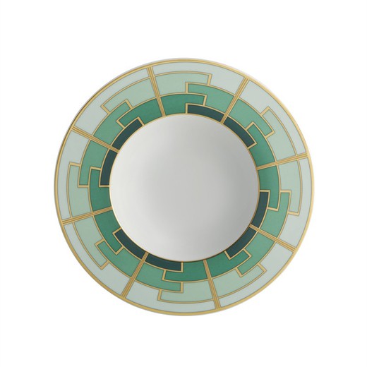 Porcelæns dyb tallerken i flerfarvet, Ø 24,9 x 3,5 cm | Smaragd