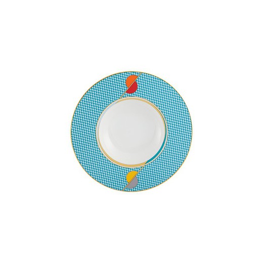 Πορσελάνινο βαθύ πιάτο πολύχρωμο, Ø 24,9 x 3,5 cm | Φουτουρισμός