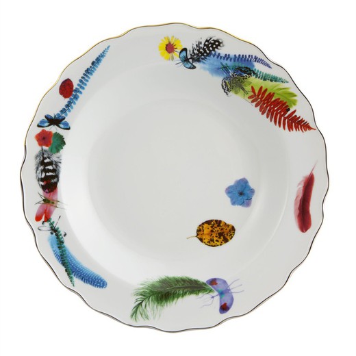 Plato hondo de porcelana en multicolor, Ø 26,1 x 4,1 cm | Caribe