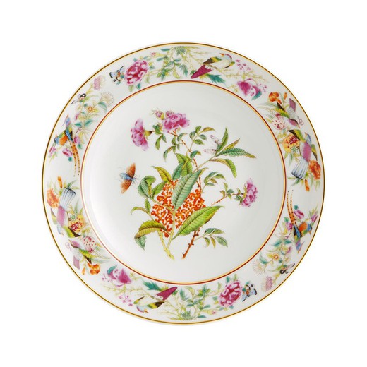 Plato hondo "Flores" de porcelana en multicolor, Ø 22,8 x 3,6 cm | Paço Real