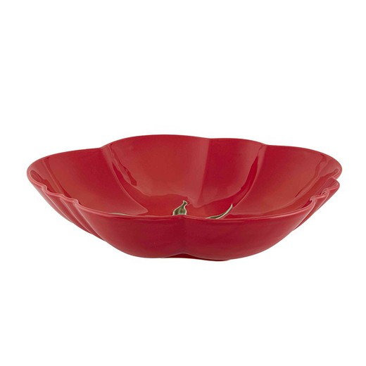 Grande assiette creuse en faïence rouge, 34 x 32 x 7 cm | Tomate