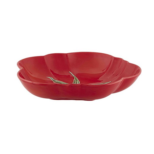 Klein diep bord van rood aardewerk, 26 x 25,8 x 5 cm | Tomaat