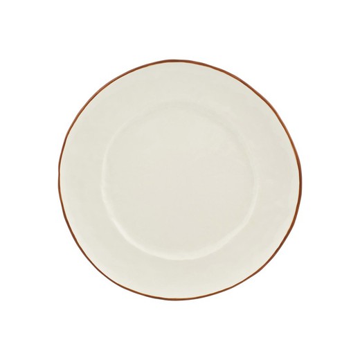 Coco flat plate made of white and brown earthenware, 27.8 x 27.4 x 2.6 cm | Tropical Fruits