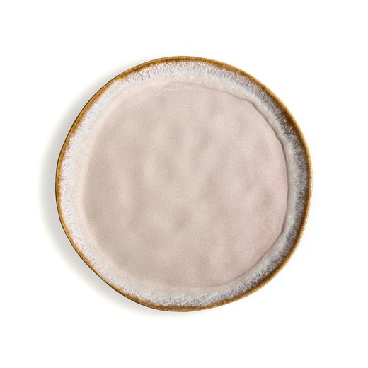 Piatto piano in ceramica color crema e oro, Ø 26 x 9 cm | Arianna