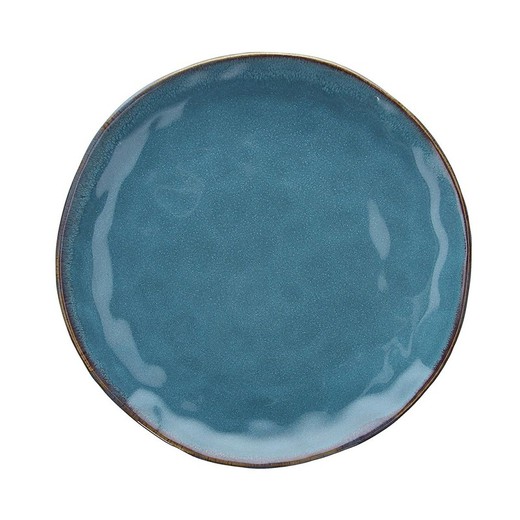 Stoneware dinner plate in blue, 26 x 26 x 3 cm | Nordik Pacific