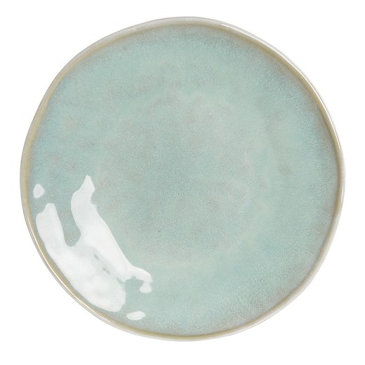 Turquoise stoneware dinner plate, Ø 27.5 x 3.5 cm | Rough