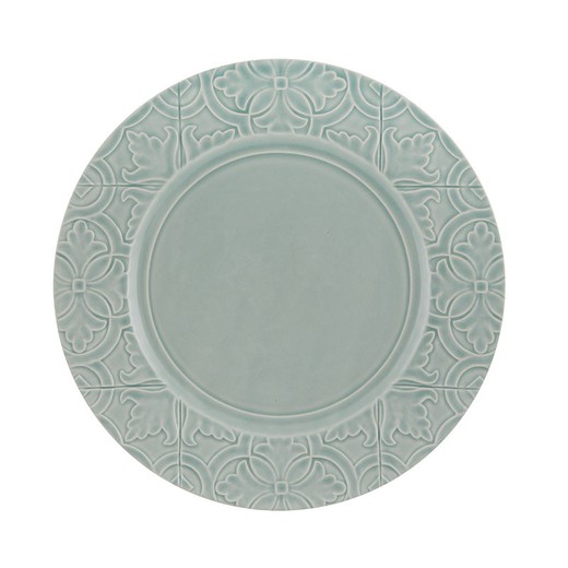 Assiette plate en faïence bleu lever du soleil, 28 x 28 x 2,7 cm | Rue Nova