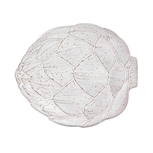 Plato llano de loza en blanco, 31,5 x 26,8 x 3,1 cm | Alcachofa