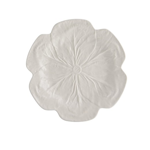 Flat plate made of white earthenware, Ø 26.5 x 3 cm | White cabbage