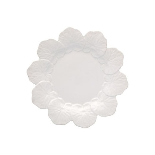 Piatto piano in terracotta bianca, Ø 27,5 x 3,5 cm | Geranio