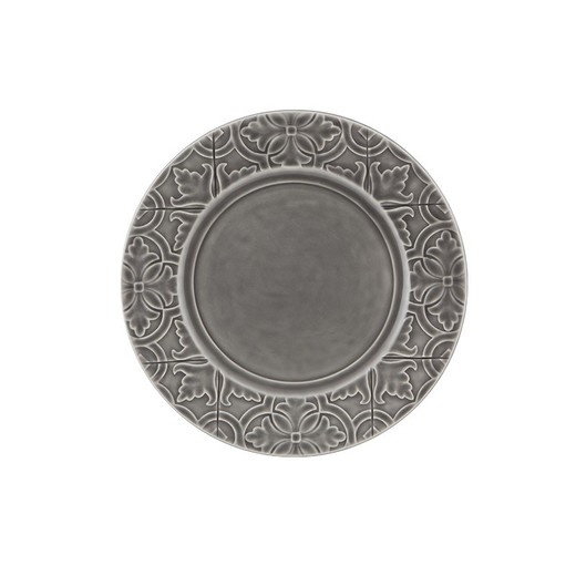 Assiette plate en faïence gris cendré, 28 x 28 x 2,7 cm | Rue Nova