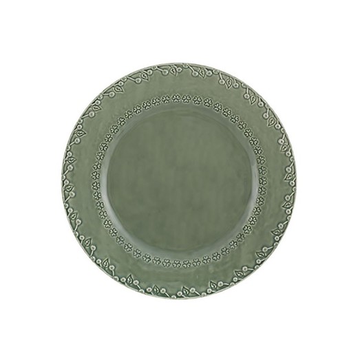 Flat plate made of earthenware in greenish grey, 29 x 29 x 3.2 cm | Flora