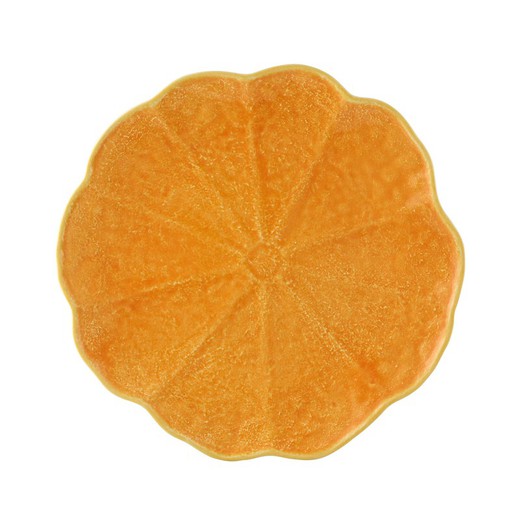 Plato llano de loza en naranja y verde, Ø 27,5 x 2,5 cm | Calabaza