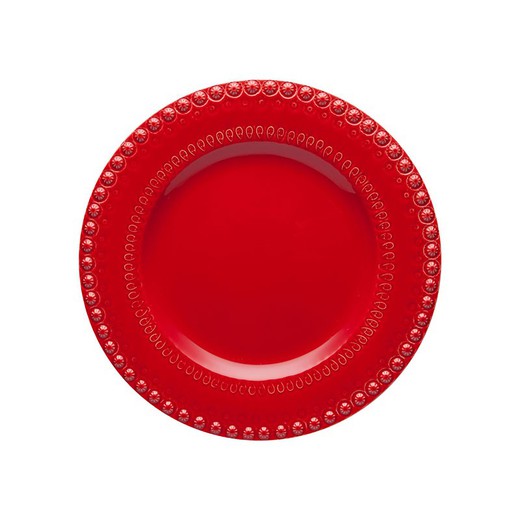 Assiette plate en faïence rouge, 29 x 29 x 2,5 cm | Fantaisie