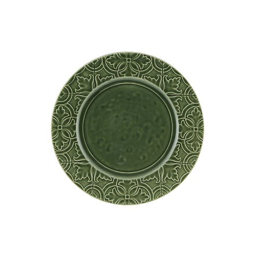 Assiette plate en faïence verte, 28 x 28 x 2,7 cm | Rue Nova