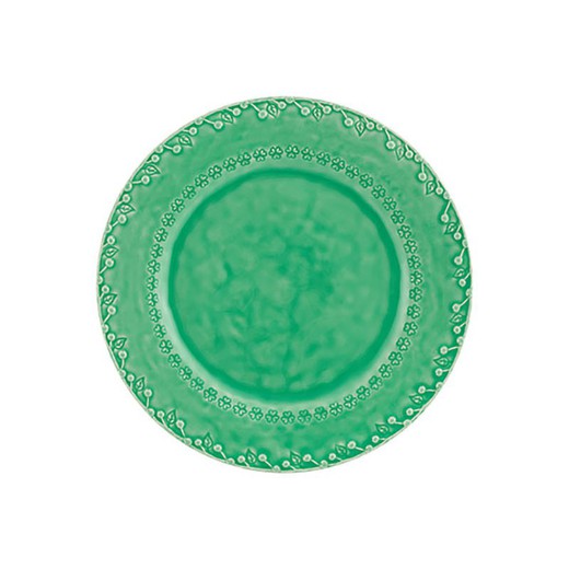 Flat plate made of green earthenware, 29 x 29 x 3.2 cm | Flora