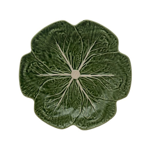 Flat earthenware plate in green, Ø 26.5 x 3 cm | Cabbage