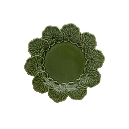 Assiette plate en faïence verte, Ø 27,5 x 3,5 cm | Géranium
