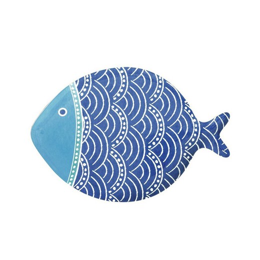 Plato llano de porcelana en azul y blanco, 27 x 19 cm | Sea Friends