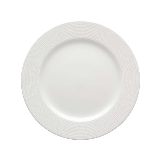 Assiette plate en porcelaine blanche, 26,6 x 26,6 x 2,4 cm | Panier