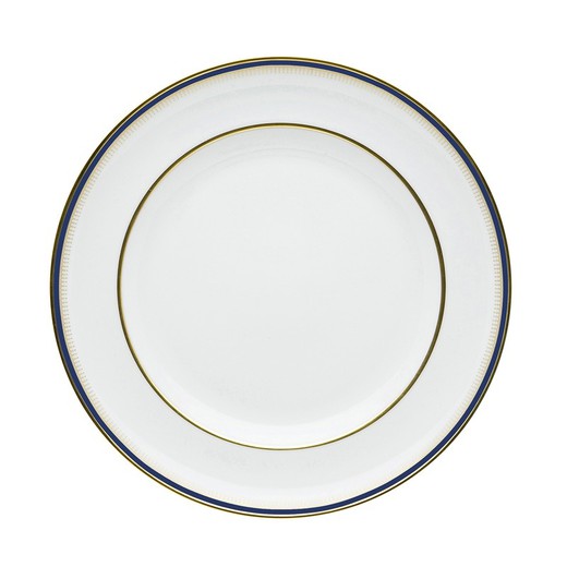 Prato de porcelana em branco, azul e dourado, 25,3 x 25,3 x 2,7 cm | Cambridge