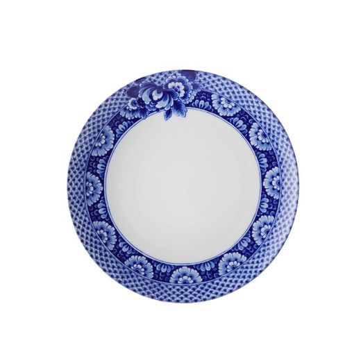 Plato llano de porcelana en blanco y azul, 27,6 x 27,6 x 3,4 cm | Blue Ming