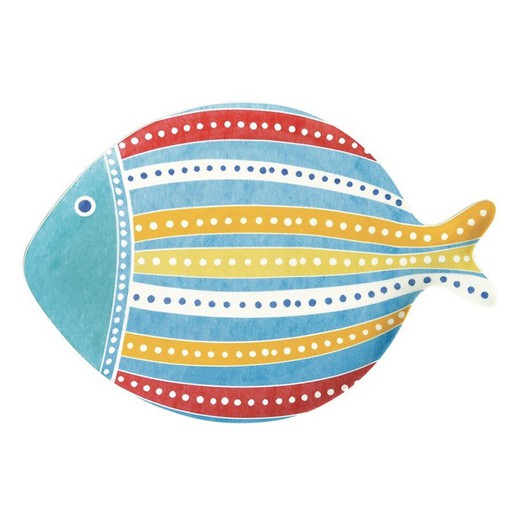 Plato llano de porcelana en multicolor, 31 x 21,5 cm | Sea Friends