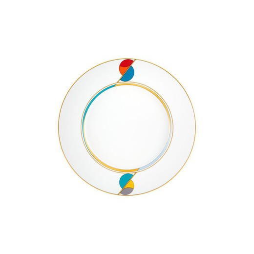 Plato llano de porcelana en multicolor, Ø 29,9 x 2,3 cm | Futurismo