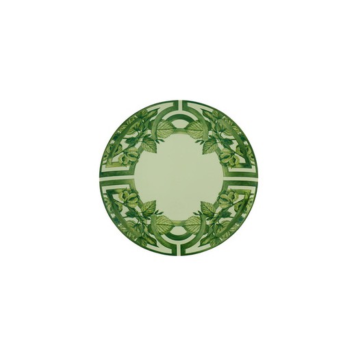 Prato de jantar antigo de porcelana verde e branca, 28,1 x 28,1 x 2,5 cm | O significado