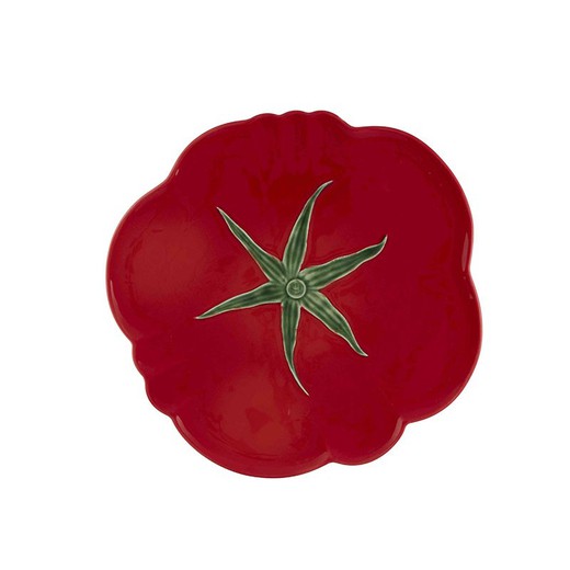 Large red earthenware flat plate, 31.5 x 30 x 2 cm | Tomato