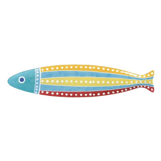 Plato llano largo de porcelana en multicolor, 30 x 7 cm | Sea Friends