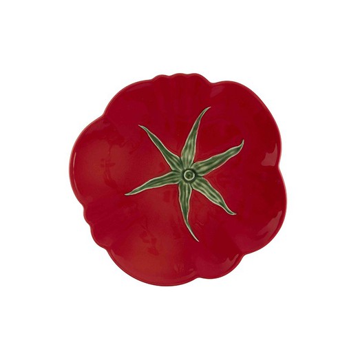 Petite assiette plate en faïence rouge, 29 x 29 x 3 cm | Tomate