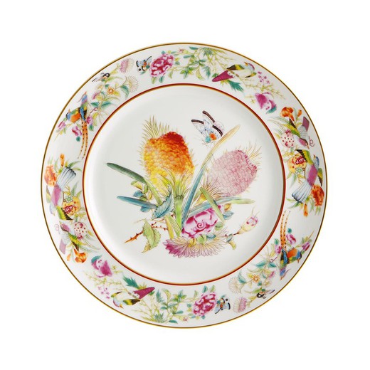 Talerz obiadowy "Ananas" z wielokolorowej porcelany, Ø 27,9 x 3 cm | Pałac Królewski