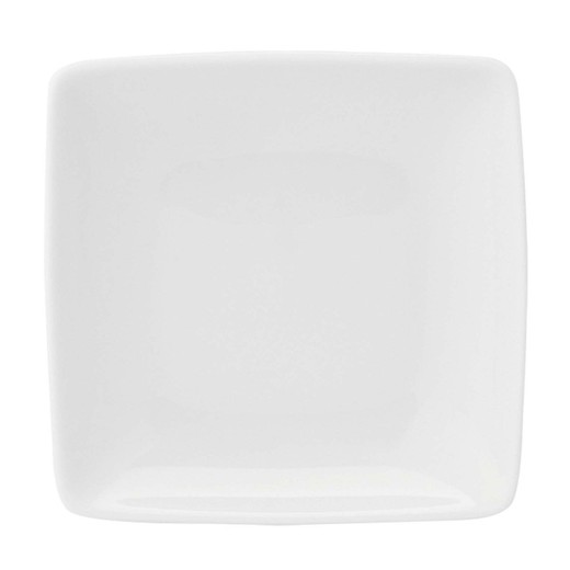 Plato llano de porcelana en blanco, 26,6 x 26,6 x 2,7 cm | Carré White