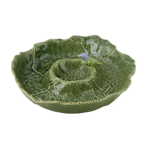 Green earthenware appetizer plate, 36.7 x 36.7 x 9 cm | Cinerária