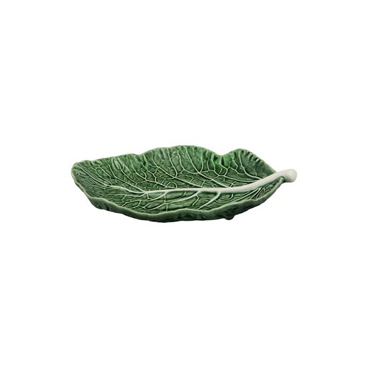 Snack plate M made of earthenware in green, 25 x 17 x 5 cm | Cabbage