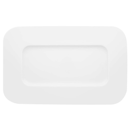 Prostokątny talerz L z białej porcelany, 34,1 x 20,9 x 2,1 cm | Biały jedwabny szlak
