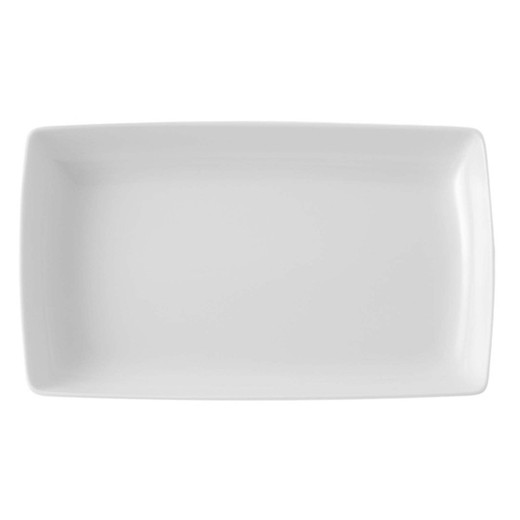 Petite assiette rectangulaire en porcelaine Carré Whité, 21,2x12,9x2,9 cm