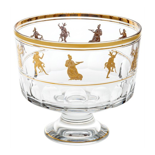 Transparant en verguld glas en gouden punchschaal, Ø 22,5 x 20,7 cm | jubileum